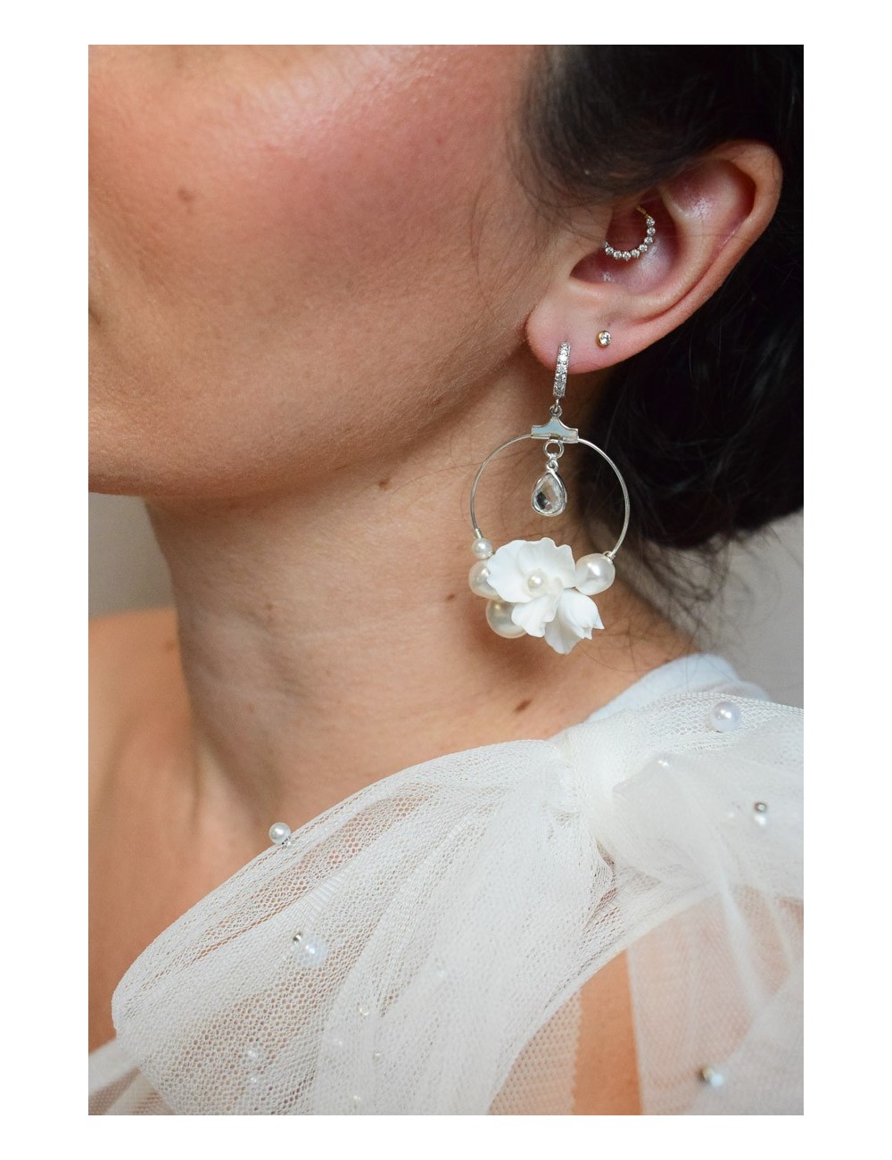 Boucles d'oreilles de mariage créoles Camille