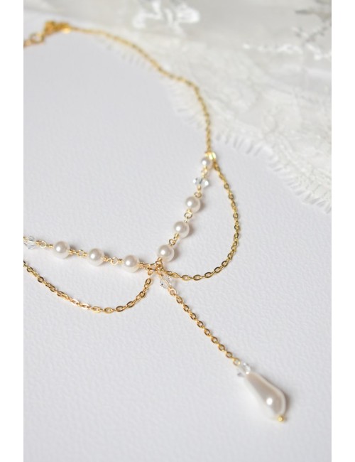 Collier de mariage Clélie avec travail de chaines