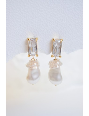 Boucles d'oreilles pour la mariée Inès avec perles irrégulières