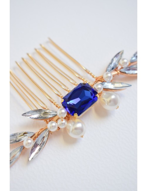 Broche de mariage quelque chose de bleu Strass bleu roi