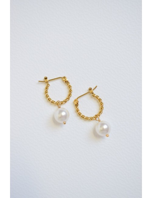 Boucles d'oreilles créoles torsadées dorées pour mariage