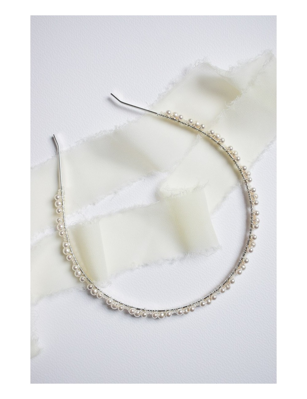 Serre tête de mariage Rêveuse avec des perles nacrées brodées