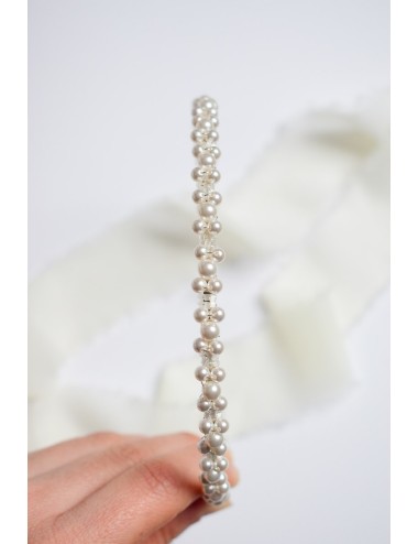 Serre tête de mariage Rêveuse avec des perles nacrées brodées