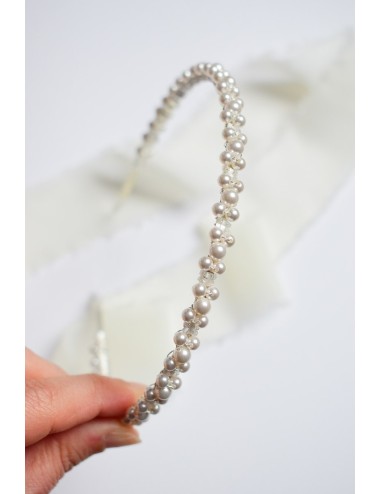 Serre tête de mariage Rêveuse avec des perles nacrées brodées