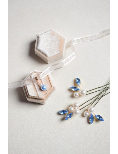 ''Quelque chose de bleu'' bijou de bouquet de mariée