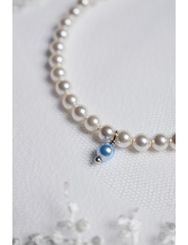 Bracelet de mariée Perles fines avec une seule perle bleue