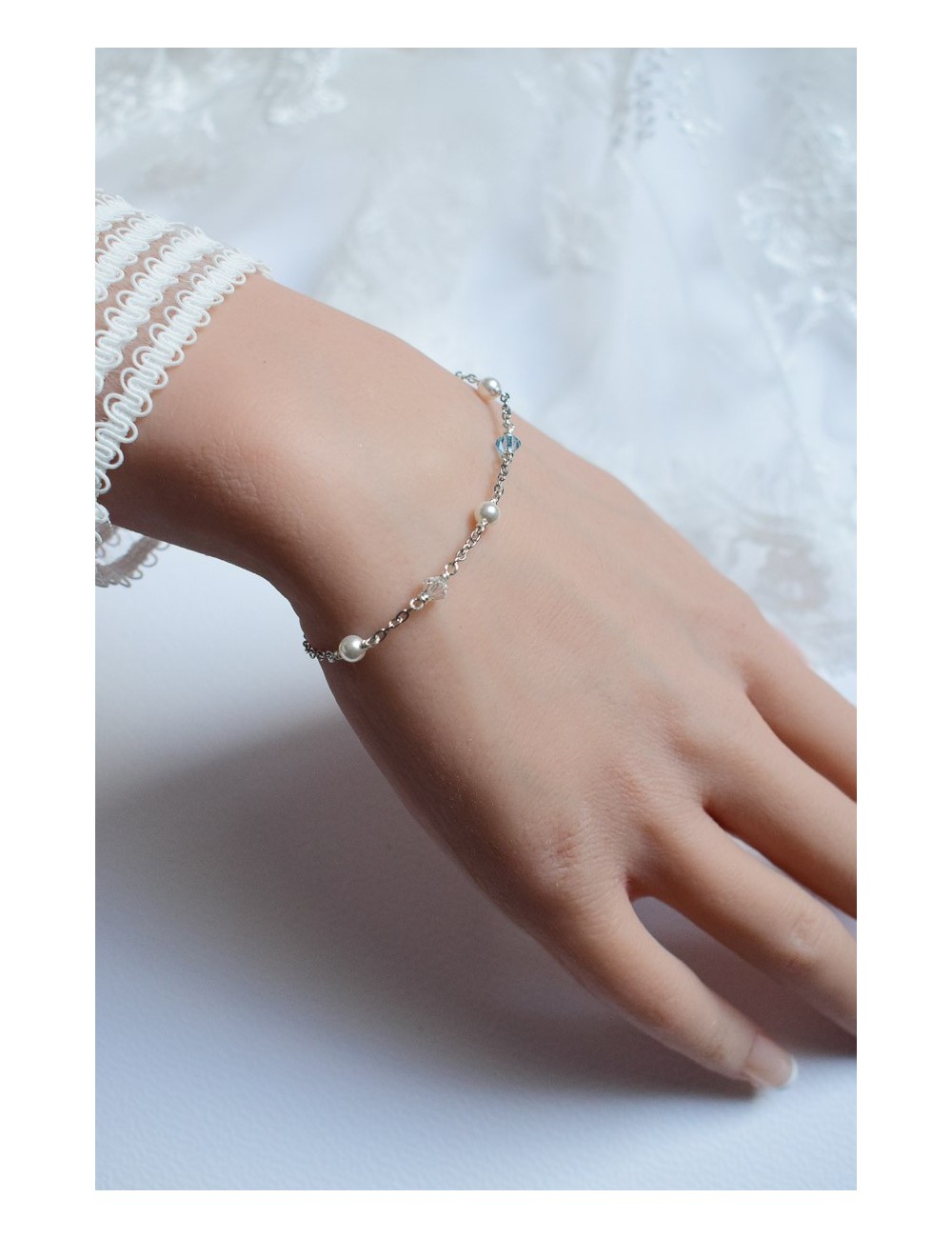 Bracelet de mariée Pure avec touche de bleu