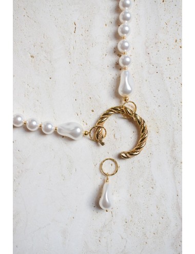 Collier de mariage Horizon avec fermoir doré ovale et perles