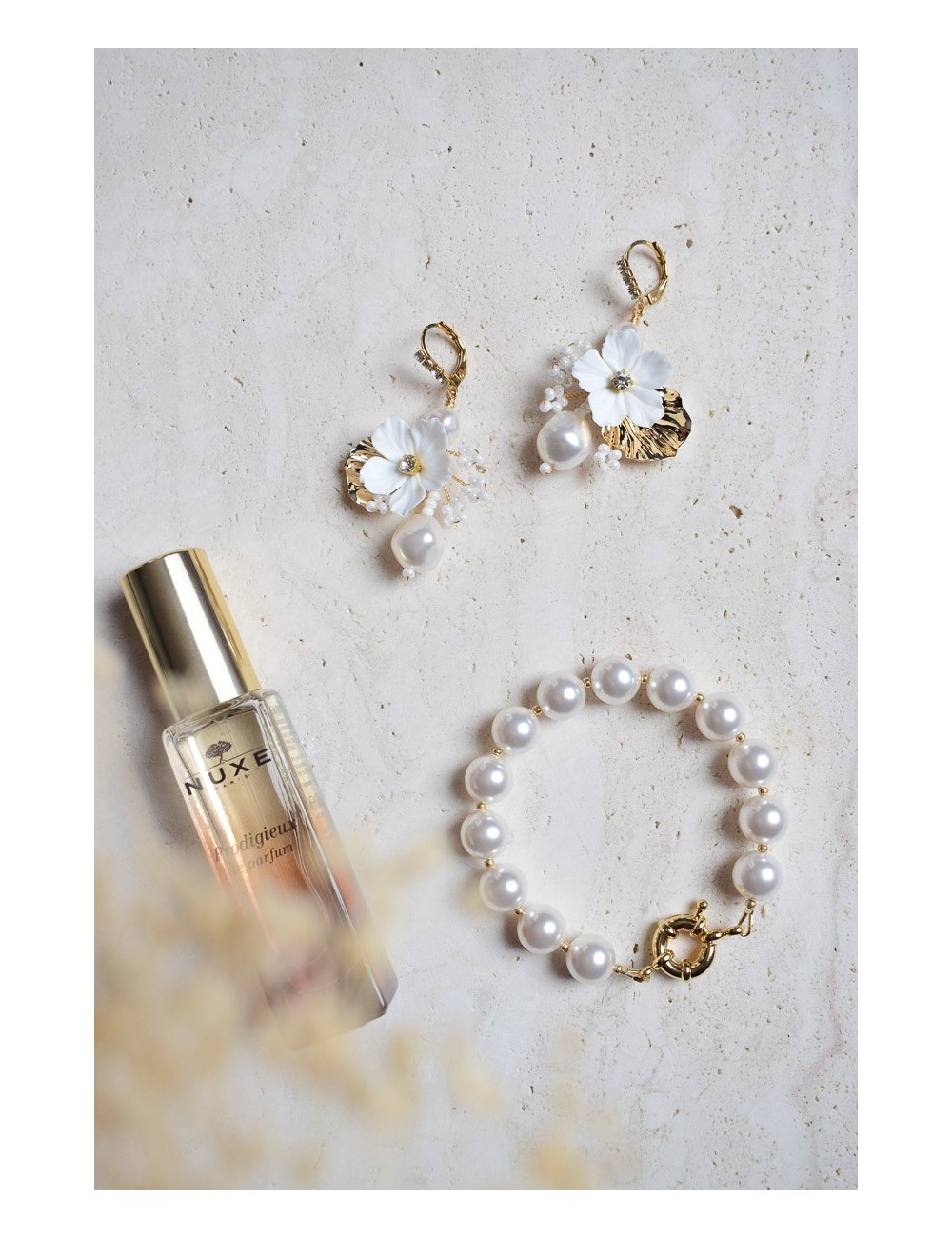 Bracelet de mariée modèle Aura, un rangs de perles maxi size