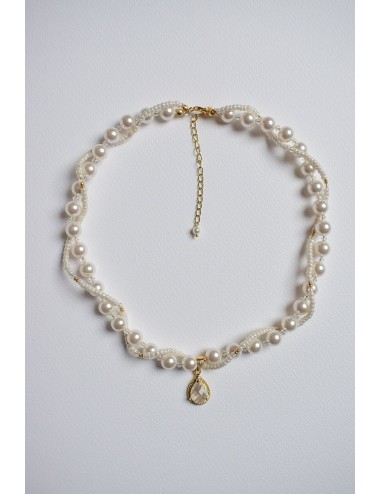 Collier de mariage Mésis avec des perles nacrées et cristaux
