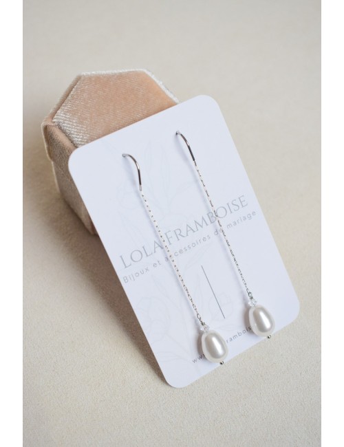 Boucles d'oreilles pour mariée chaines d'oreilles Flavie