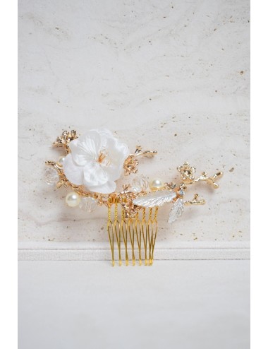 Peigne à cheveux pour la mariée modèle Champetre avec des fleurs roses