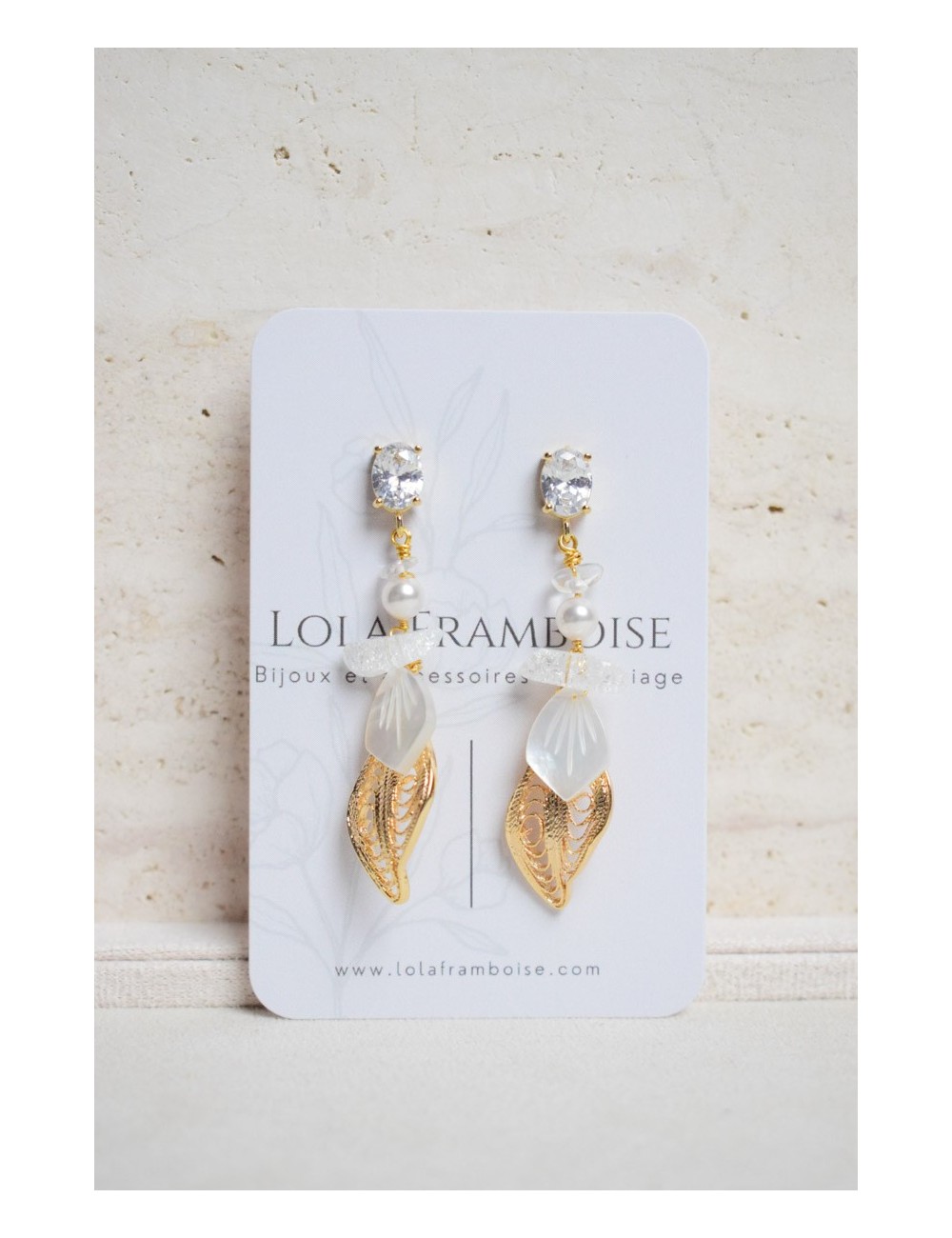 Boucles d'oreilles Coquillage, jolies boucles pour votre mariage.