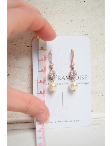 Boucles d'oreilles en oxydes de zirconium et perle, modèle Murmure