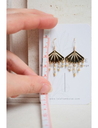 Boucles d'oreilles mariage avec nacre art déco, modèle Ephémère.