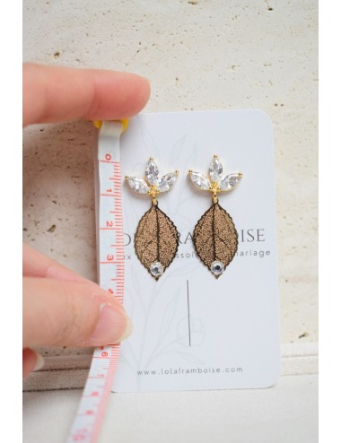 Boucles d'oreilles de mariage de style art déco soleil doré.