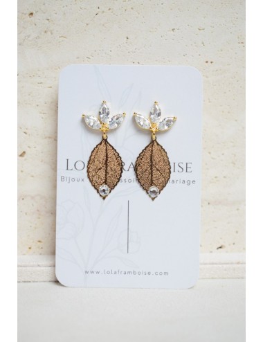 Boucles d'oreilles de mariage de style art déco soleil doré.