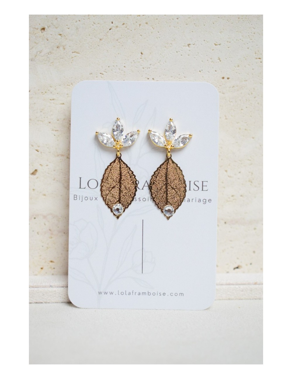 Boucles d'oreilles de mariage de style art déco soleil doré.