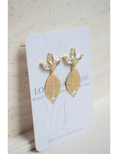 Boucles d'oreilles de mariage de style art déco soleil doré.