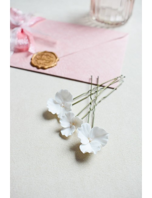 Pics à chignon de mariée en forme de fleurs de porcelaine