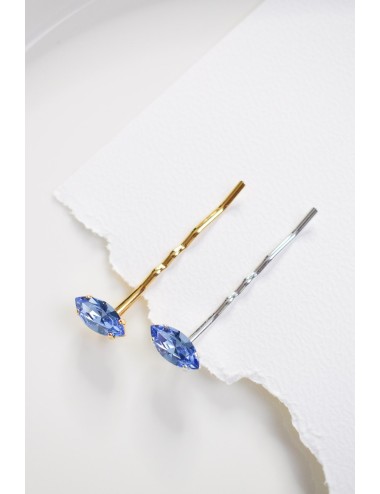 Pinces à cheveux Strass Bleu avec cabochon bleu