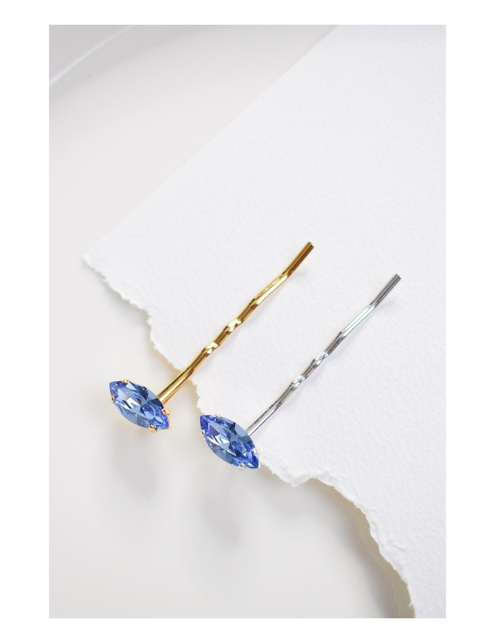 Pinces à cheveux Strass Bleu avec cabochon bleu