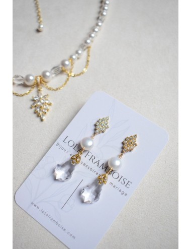 Boucles d'oreilles de mariage Olivia romantiques avec cristal