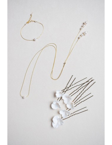 Pics à chignon de mariée en forme de fleurs de porcelaine