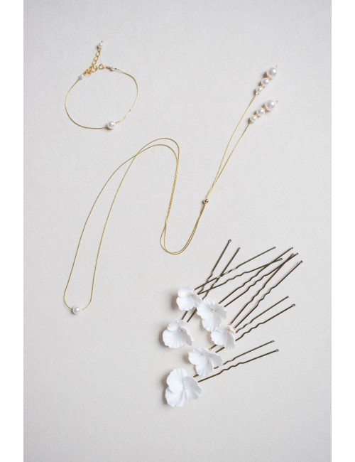 Pics à chignon de mariée en forme de fleurs de porcelaine