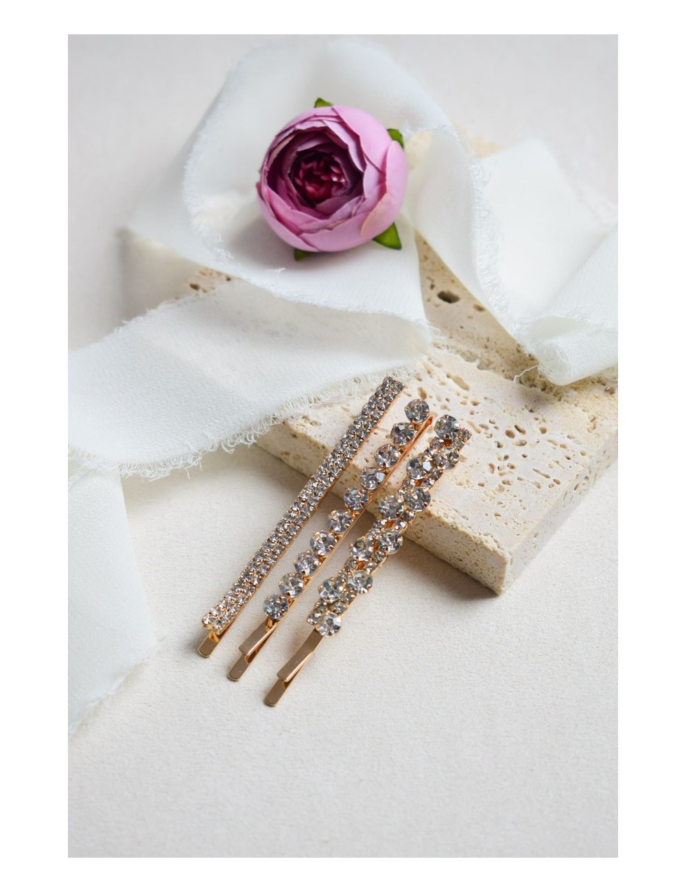 Lot de 3 pinces à cheveux pour la mariée avec des strass