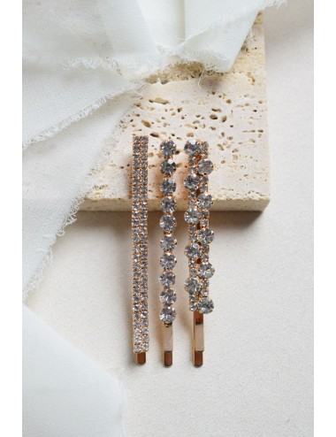 Lot de 3 pinces à cheveux pour la mariée avec des strass