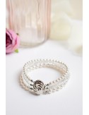 Bracelet de mariage Denise, 3 rangs de perles et un fermoir ovale