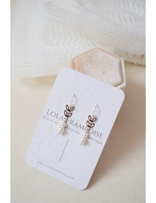 Boucles d'oreilles Napoli pendantes en chaine épi dorée.