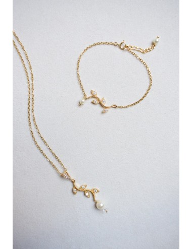 Bracelet Brindille en perles nacrées et petits branchages de zirconia