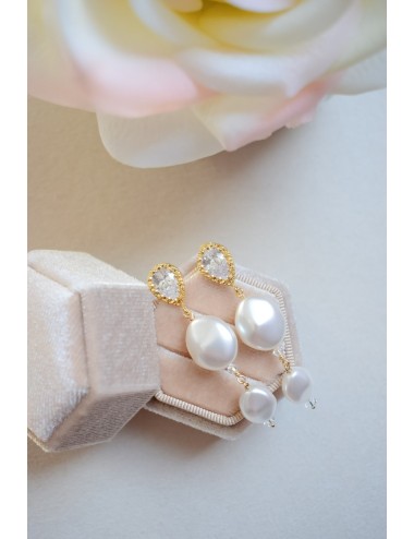 Boucles d'oreilles pour mariée glamour chic avec perles, Patsy