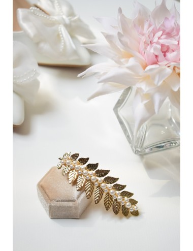 Barrette pour la mariée feuille dorée pour le chignon modèle Ramure