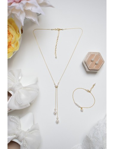 Collier mariage Arizona, pendant et réglable avec des perles nacrées