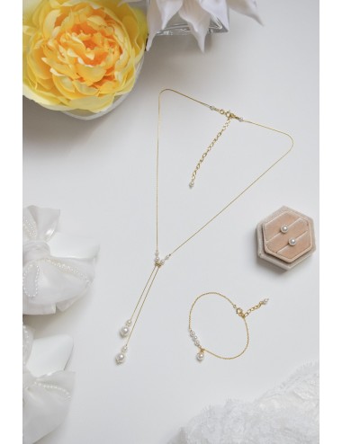 Collier mariage Arizona, pendant et réglable avec des perles nacrées