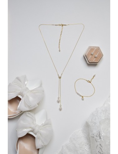 Collier mariage Arizona, pendant et réglable avec des perles nacrées