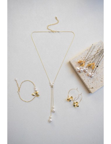 Collier mariage Arizona, pendant et réglable avec des perles nacrées