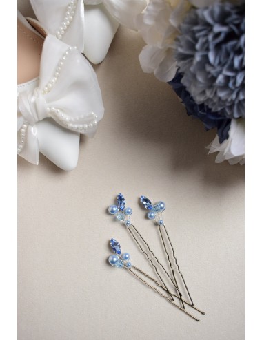 Pic à cheveux ''Quelque chose de bleu'' pour la mariée avec des strass