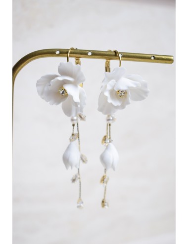 Boucles d'oreilles de mariage fleuries avec chute de perles, Eclosion