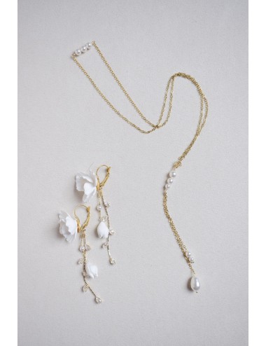 Boucles d'oreilles de mariage fleuries avec chute de perles, Eclosion