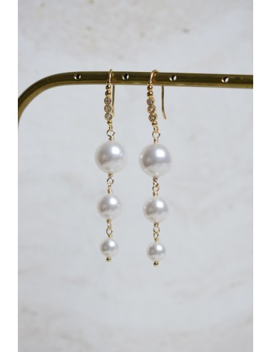 Boucles d'oreilles mariée Lotus avec perles