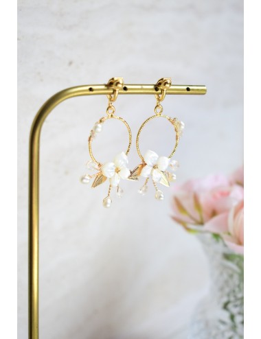 Boucles d'oreilles Mirage fermoirs clips, pour mariée champêtre