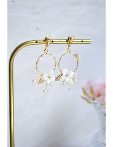 Boucles d'oreilles Mirage fermoirs clips, pour mariée champêtre