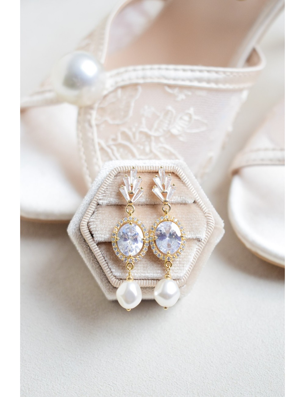 Boucles d'oreilles Parisienne pour mariée glam chic