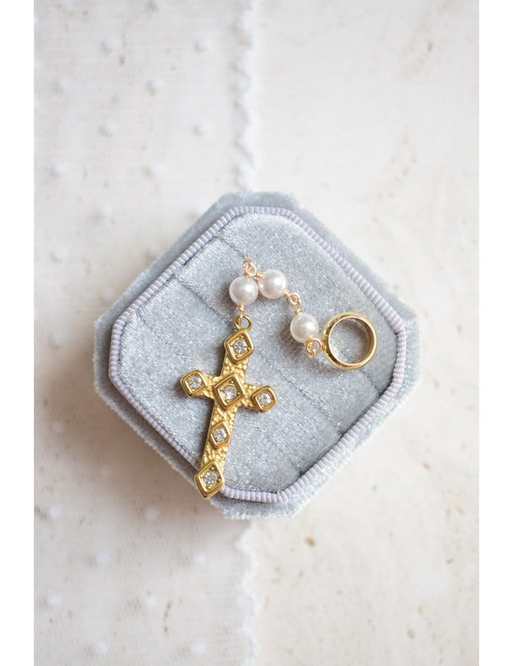 Bijou de bouquet Croix Catholique pour mariage
