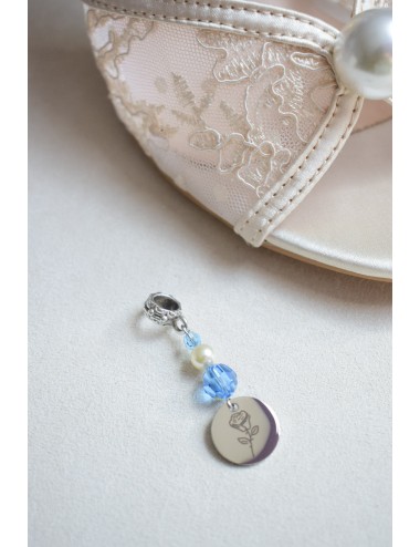 Bijou de bouquet de mariage avec médaille gravée Fleur de naissance