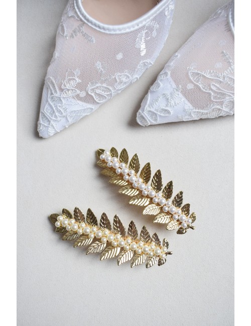 Barrette pour la mariée feuille dorée pour le chignon modèle Ramure